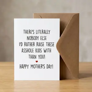 Funny Mother's Day Card for Wife, Mom of Two Kids Card, Sarcastic Mom Gift from Husband, Happy Mother's Day Card, Greeting Card with Envelope