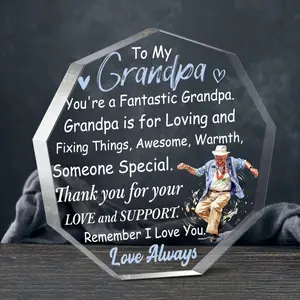 Irregularly Shaped Acrylic Plaque Sign, 1 Count Creative Desktop Decoration Ornament, Emotional Connection Thanks Giving Gift for Grandpa