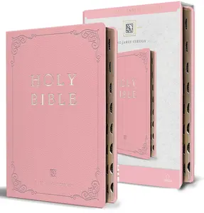 USED-KJV Holy Bible, Giant Print Thinline Large Format, Pink Premium Imitation Leather with Ribbon Marker, Red Letter, and Thumb Index by Origin (Bonded Leather)