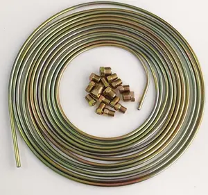 1Pcs Brake Line Tubing Kit, Galvanized Steel 25 Ft Roll Coil 3/16" OD Brake Pipe Tubing, With 16 Pcs Fittings Replacement Set, Universal Automotive Brake Fuel Transmission Line Repair Kit for Car Truck SUV Motorcycle