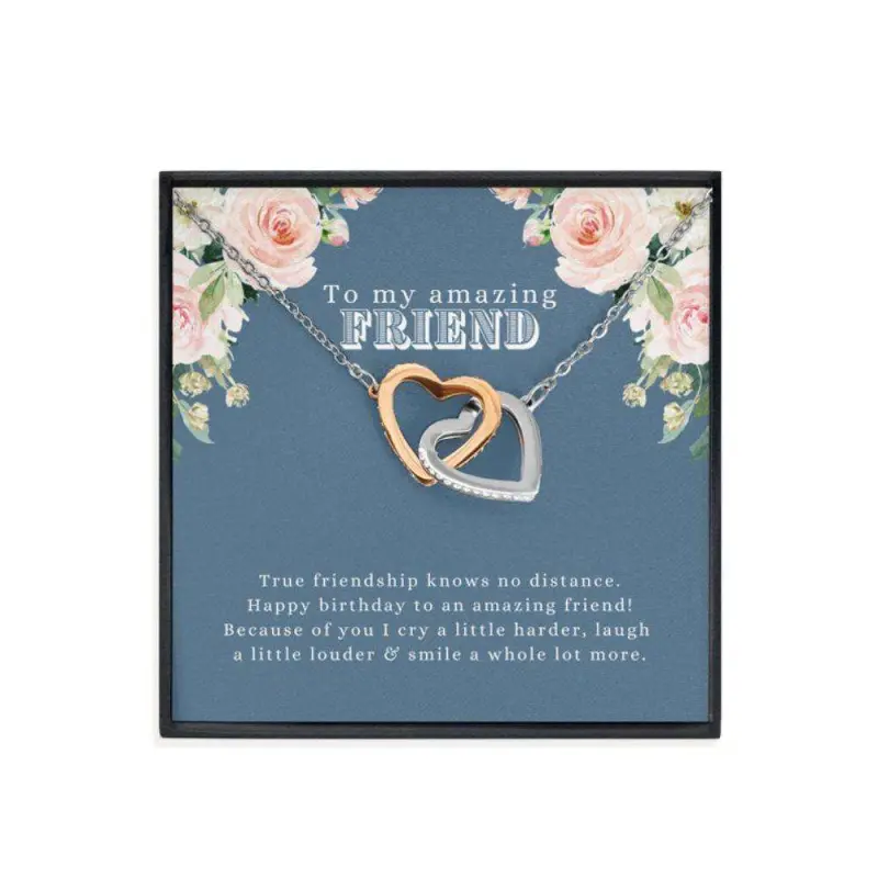 Girlfriend Necklace, Long Distance Gift For Best Friend, Friendship Gift For Bestie, Heart Necklace For Girlfriend Happy Birthday, Friendship necklace, matching sets, BFF gifts, meaningful jewelry, best friend forever