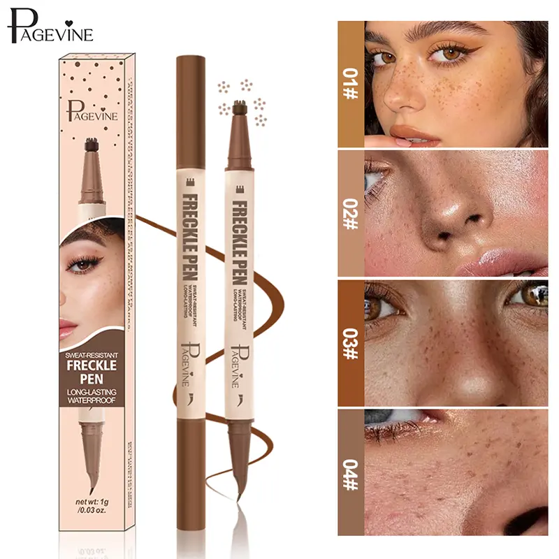Freckle Stamp Pen & Eyeliner Dual Head Makeup Tool, Six Point Freckle Stamp for Natural Faux Freckles, Long Lasting Waterproof Smudge Resistant, Easy for Beginners Daily Makeup Festival Summer Look.