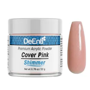 DeEnti Shimmer Acrylic Powder, 0.78 oz Cover Pink Shimmer, Non-Yellowing Self-Leveling Formula, Salon-Grade Professional Quality for Manicure Nail Art & Fake Nails