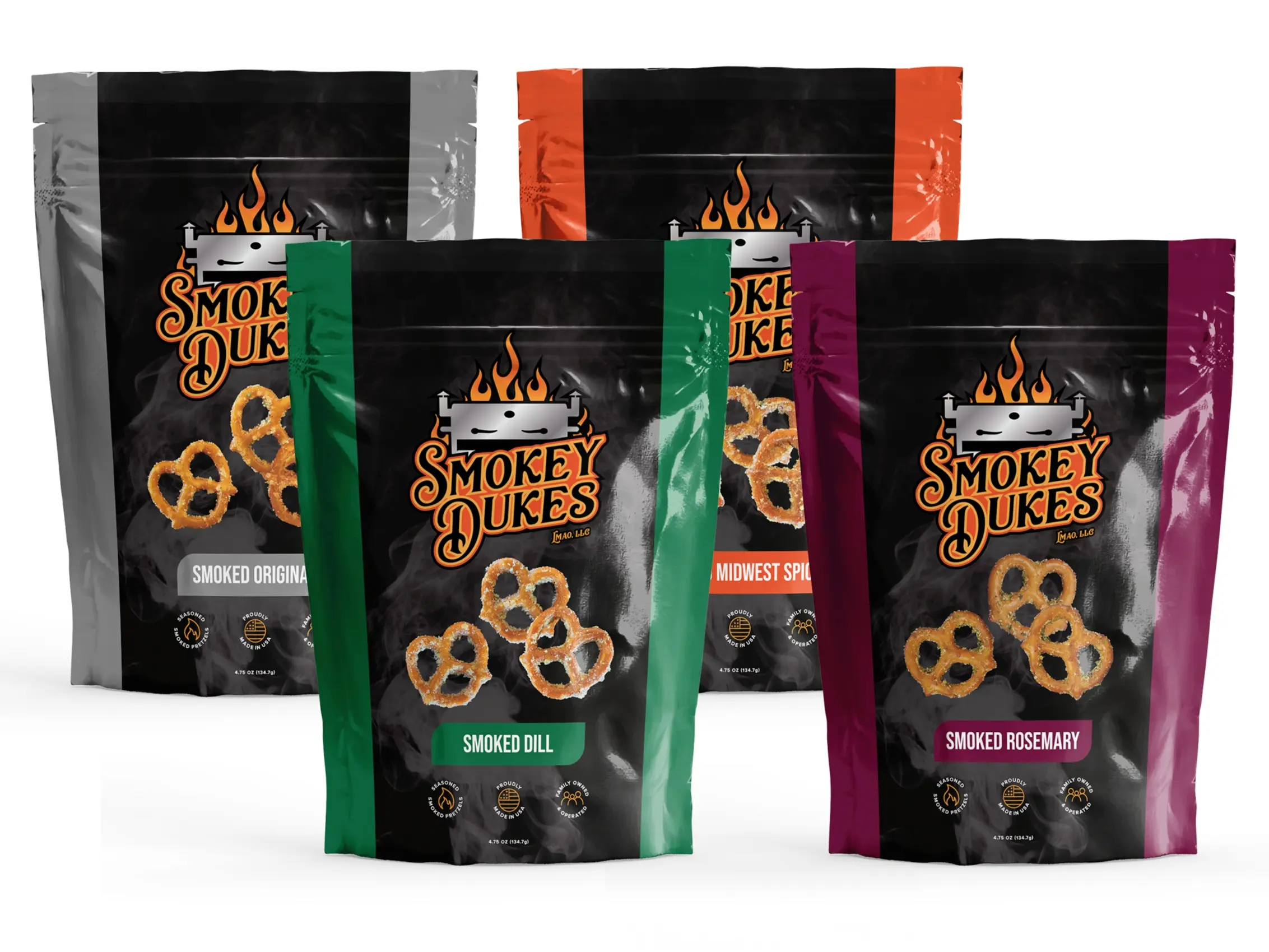 Variety 4-Pack smoked seasoned pretzels Variety 4-Pack smoked seasoned pretzels