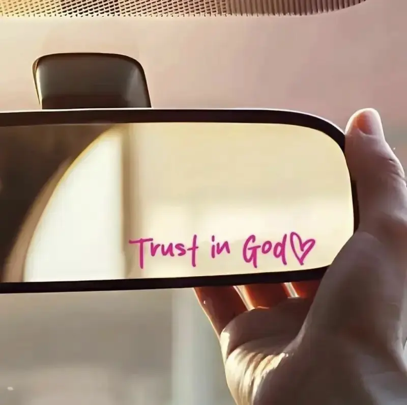 2pcs (pink) Trust in God Car Rearview Mirror Sticker,Car Rearview Mirror Decal,Inspirational Vinyl Sticker, Ideal Christian Gift