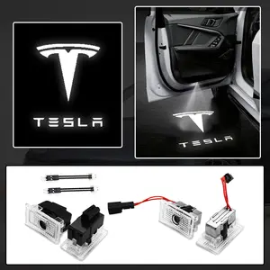 2pcs LED HD Car Door Interior Welcome Projector, Ghost Shadow Light Bulbs, Car Interior Lighting, Accessories for Tesla Model 3 Model S Model X Y Roadster