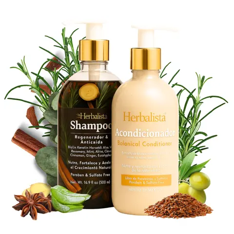 Herbalista Viral Herbal Hair Care Bundle – Shampoo & Conditioner Set 500ml (16.9 fl oz) Each – With Real Botanicals – Strengthens, Nourishes & Smooths – 100% Natural & Handcrafted
