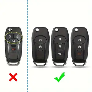 1pc Carbon Fiber Silicone Key Fold Cover for Ford - Compatible with Explorer/Mondeo/Ranger/Ecosport/F-150/F-250 - Durable Key Case Shell-G2