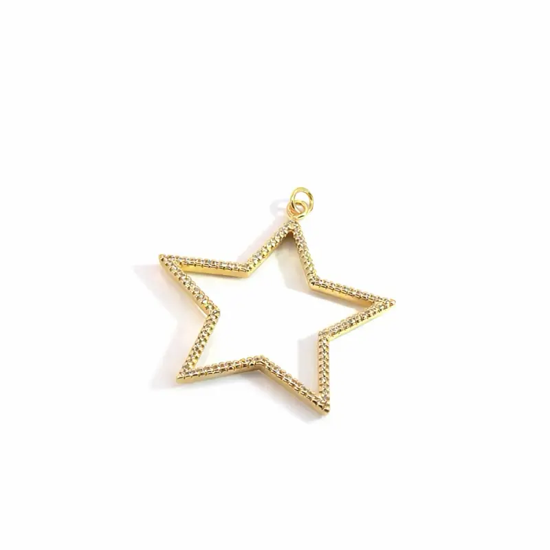 Rhinestone Pendant Jewelry for Women, Delicate Gold Filled Open Star Charm with Crystal Sparkle for Daily Layering, Symbol of Dreams and Guidance