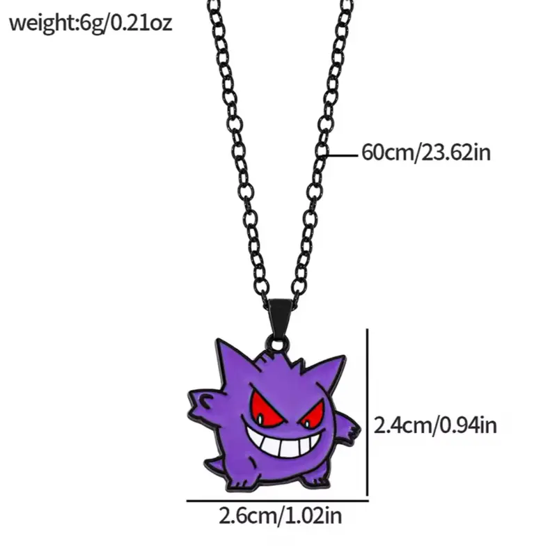 23.5 inch Black Color Alloy Gengar Necklace