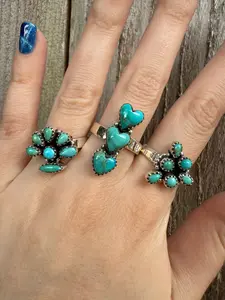 Unique Kingman Turquoise Sterling Silver Adjustable Ring