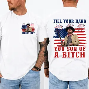 Fill Your Hand You Son Of A Shirt, 4th of July John Wayne Rooster Cogburn T-shirt, Classic Movie Quote Tee, Funny Show Fireworks T-Shirt for Independence Day, MADE IN USA