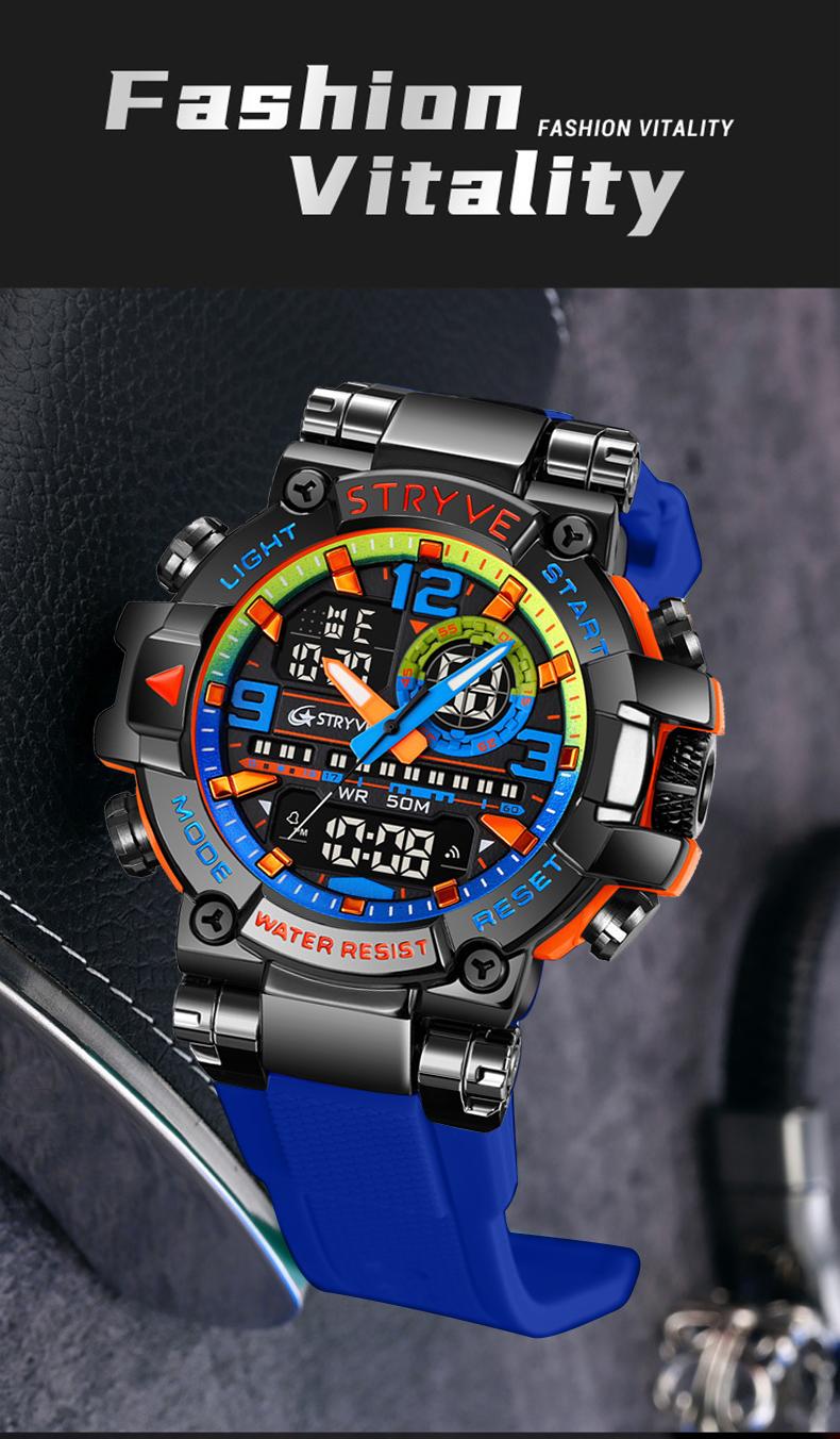 【Holiday Haul】Men's Colorful Punk Style Quartz Watch, Multi.Functional Waterproof Dual Display Wristwatch, TrendyFashion Sport Watch, Birthday Gift with Gift Boxfashionable wristwatch multifunctional men 【Holiday Haul】Men's Colorful Punk Style Quartz Watch, Multi.Functional Waterproof Dual Display Wristwatch, TrendyFashion Sport Watch, Birthday Gift with Gift Boxfashionable wristwatch multifunctional men