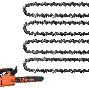 4 Pack 12 Inch  Chains 3/8 LP Pitch .050" Gauge 45 Drive Links, 12" Replacement Chain Low-Kickback Compatible with , Greenworks, Poulan, Remington, Echo, Ryobi and
