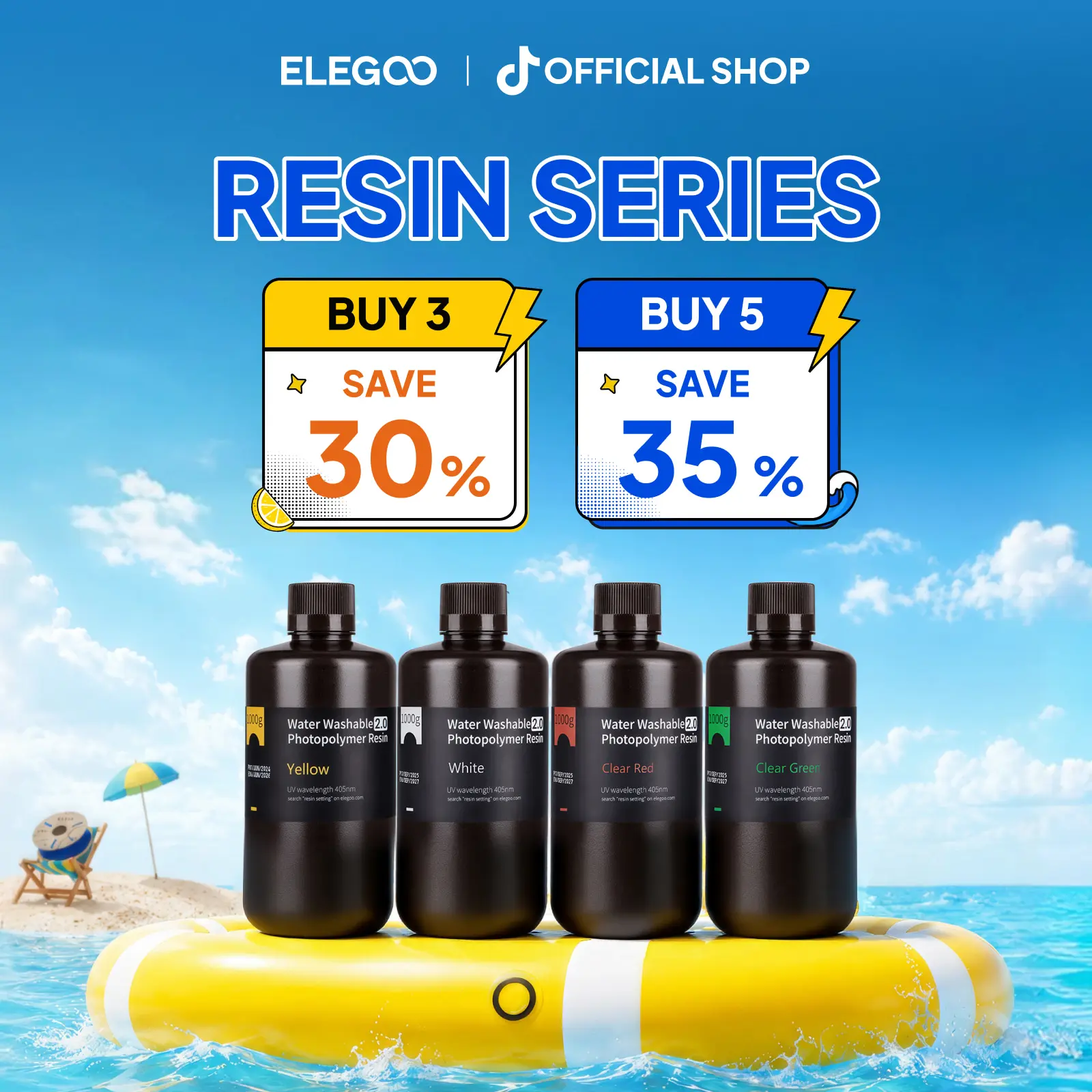 ELEGOO Photopolymer Resin LCD UV-Curing Resin 405nm 3D Printer Resin for Mars Saturn Jupiter MSLA DLP LCD 3D Printing