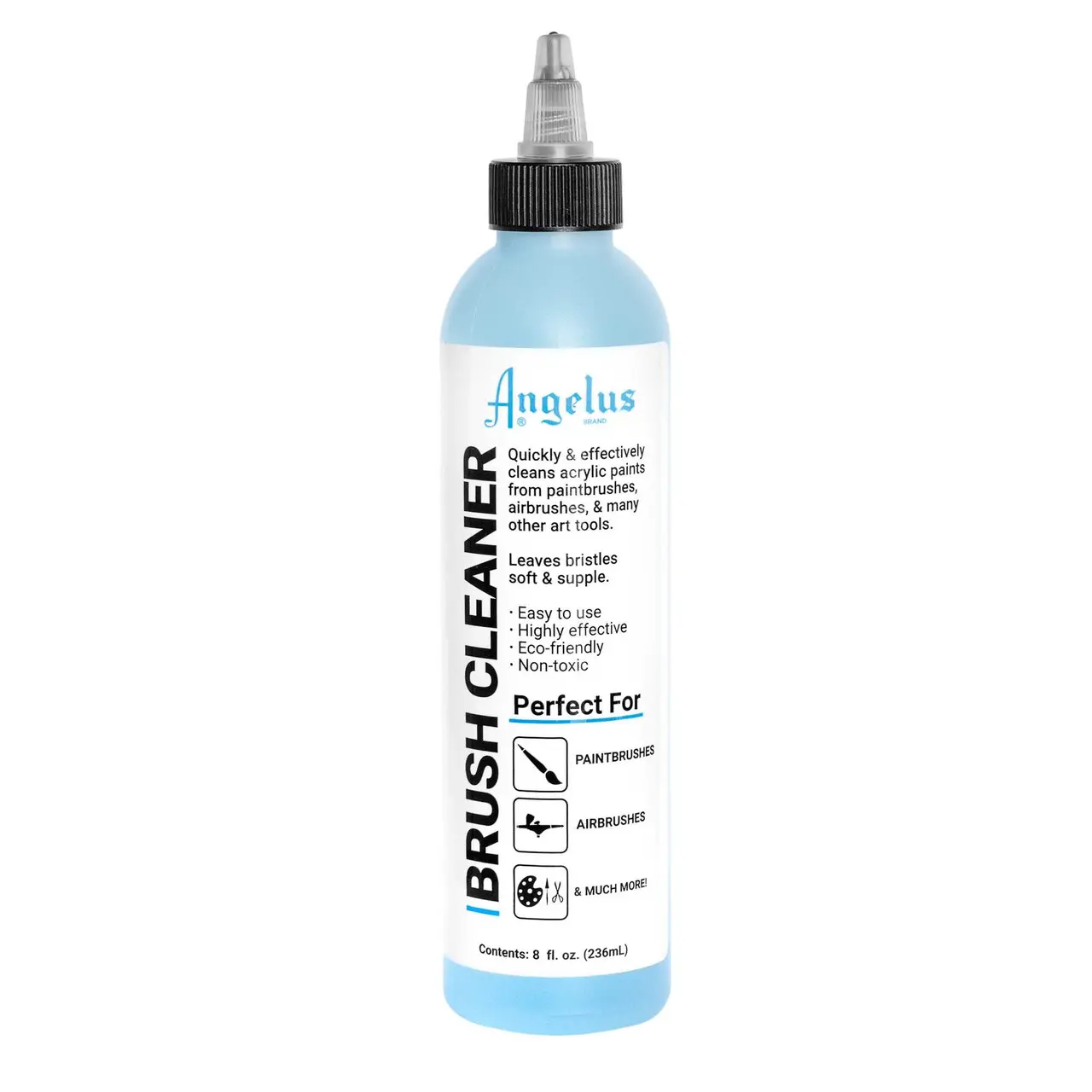 Angelus Brush Cleaner - 8 oz, for Airbrushes, Acrylic Paint Brushes, Art Materials, Art Painting Supplies, and Shoe Care Tools