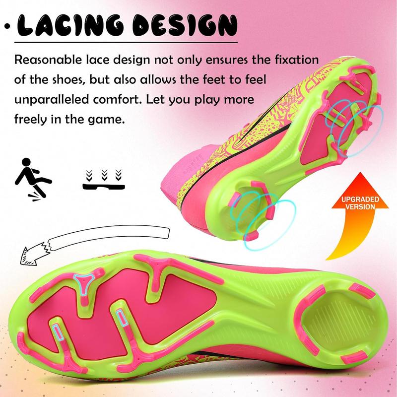 Kids Soccer Cleats Boys Girls Soccer Shoes Firm Ground Football Shoes for Indoor Outdoor Size (Little Kid/Big Kid)