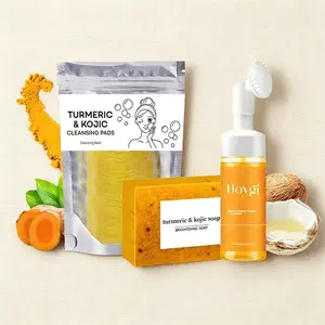 Turmeric & Kojic Acid Skincare Set, Minimalist Natural Lemon Exfoliating & Brightening Soap, Turmeric Soap Bar, Face & Body, Traveler & Busy Beauty Lovers, Cleanser, Cleansing
