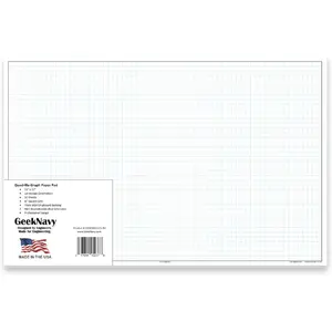 11" x 17" Quadrille Graph Paper 50 Sheets Landscape - 0.25" 4x4 Square Grid, Blueprint, High Brightness, Border-Outlined, Large Drafting (1-Pack)