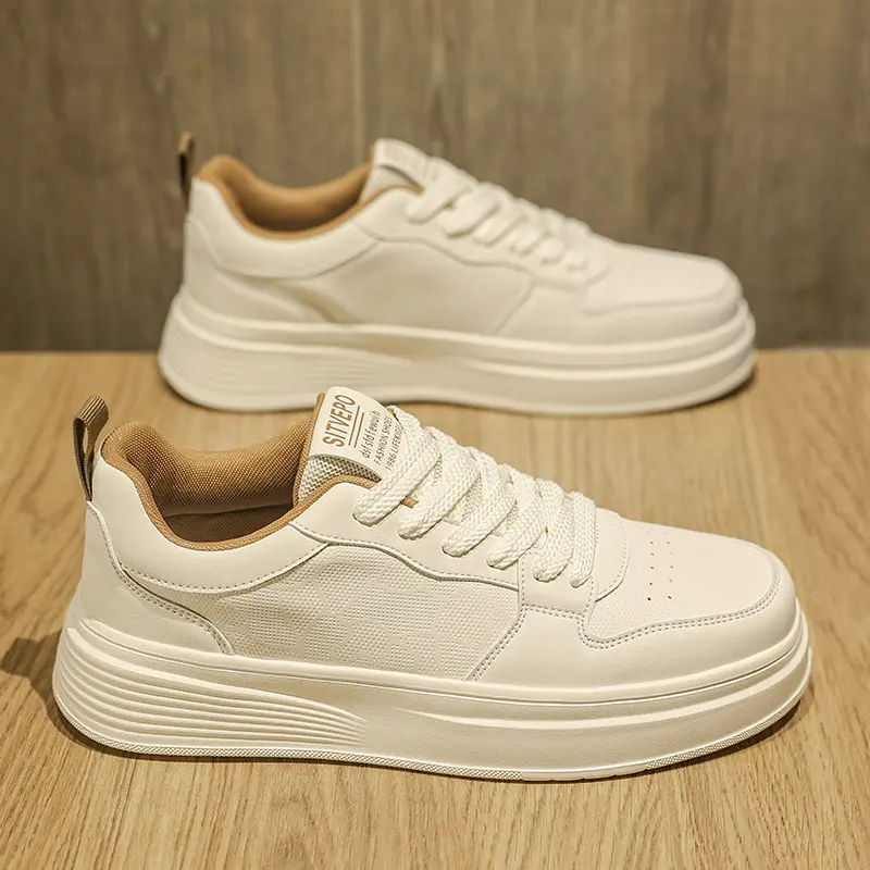 UYCEKK Men's White Height-Boosting Sneakers with Thick Rubber Sole & Insole - Low-Top Upper, Breathable Casual s for Gym, Office, Casual Attire - Lift Footwear for Tallness