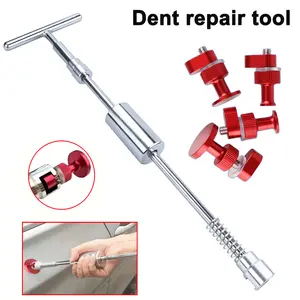 Car dent puller metal T dent repair tool car repair sheet metal kit slide hammer counter hammer+4 durable aluminum alloy material gaskets, suitable for repairing hail damage to the car body puller tool set