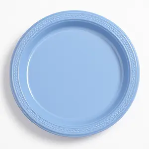 Pastel Blue 7" Round Plastic Plates - Pack of 20