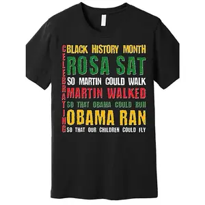 Black History Month Celebration T-Shirt for Men - 100% Cotton Crew Neck Tee with Inspirational Quotes (Rosa Parks & Barack Obama), Medium Stretch Knit Fabric, All-Season Casual Sporty Style, GANMIA Menswear Top