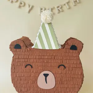 🐻 Birthday Bear Piñata – Handmade Party Decoration for Kids, Candy Holder