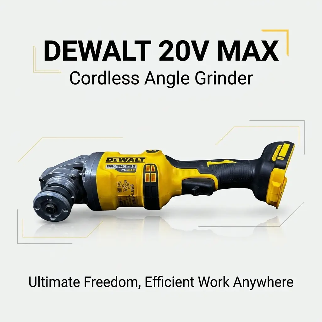 DEWALT DCG414 20V Cordless Flat-Head Angle Grinder, 125mm (mm) Power Tool with Spindle-Lock, Electronic Brake, Side Grip for Metalwork, Workshop Users polished concrete