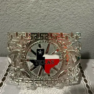Silver Texas State Belt Buckle