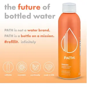 PATH Grapefruit Mango Flavored Sparkling Water - Ultra-Purified, pH-Balanced Carbonated Soda in Aluminum Water Bottle - BPA Free, Light, Reusable, Infinitely Recyclable 20.3 fl oz (Pack of 12)