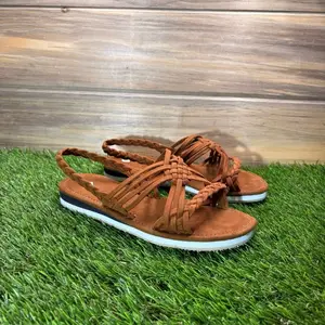 Mexican Sandals for Girls - Comfortable Walking Shoes with Braided Design and Brown Suede Material