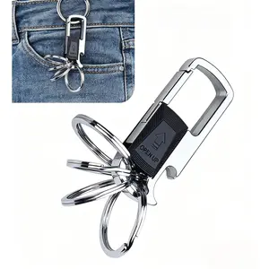 Keychain with 4 Key Rings & Bottle Opener - Multifunction Heavy Duty Key Chain Ring Clip Holder for Home Car Keys