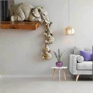 Resin Elephant Figurine Set, Three-Piece Decorative Resin Craft Decorations for Home & Room Decoration, Creative Desktop Bookshelf Ornaments