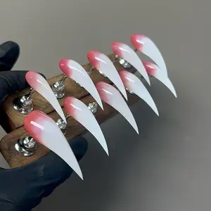 Zanxu 10pcs Blood Moon Dragon Claws Red Wash Stained Effect Handmade Luxury for Nail Art cat claw handmade wearable nail live crystal liveroom Acrylic Square Press-On Nails Brown Gradient French Tip Press-On Nails Gothic Creepy Cute Crystal Bags Purple Bl