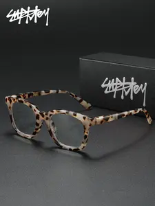 SUPKLEY Leopard Print Box Anti Blue Light Reading Glasses Square Frame Eyeglasses Online Reading/Commuting, Suitable Men And Women Made Lightweight And Fashionable PC Material With Multiple Degrees Choose From Brand Packaging Preferred Holiday Gifts
