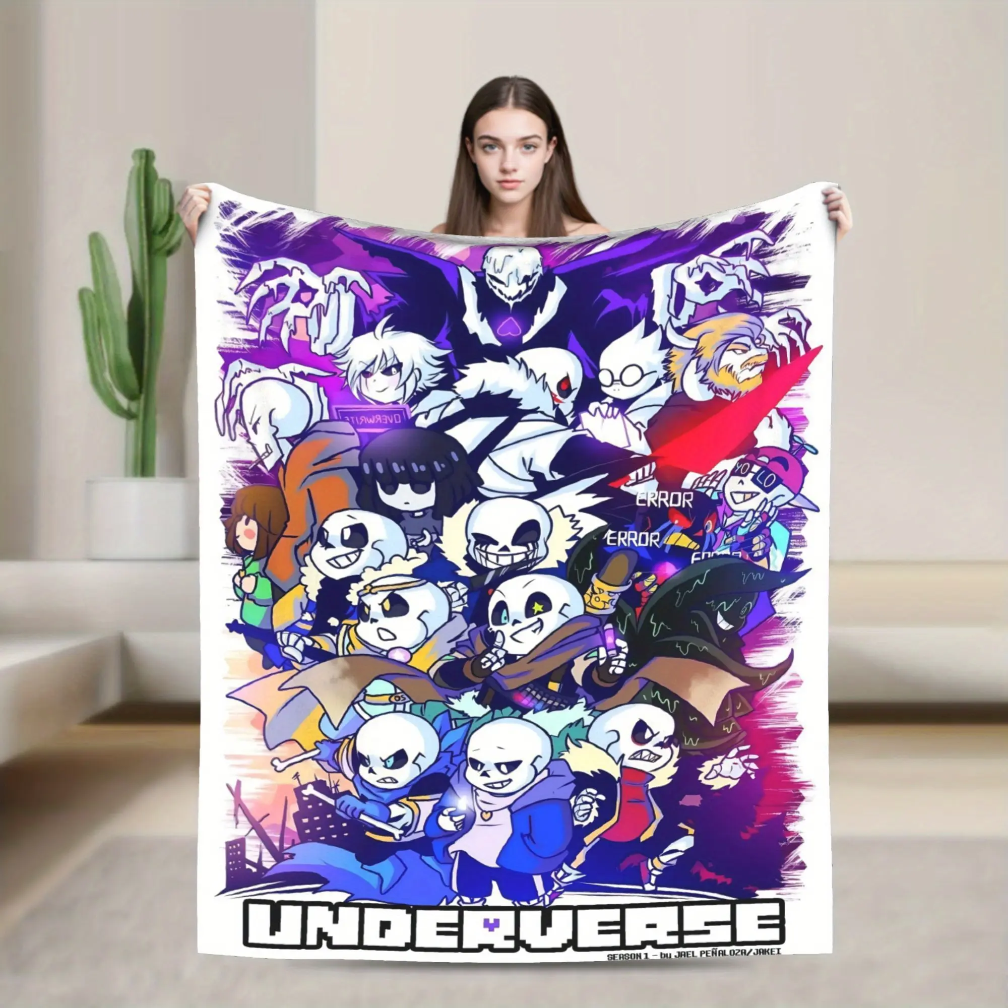 Underverse Game Print Flannel Throw Blanket - Glam, Soft Durable Microfibre, Breathable, Crochet-Accented, Stain Resistant, Machine Wash Multi-Size for Home, Camping, Video Game