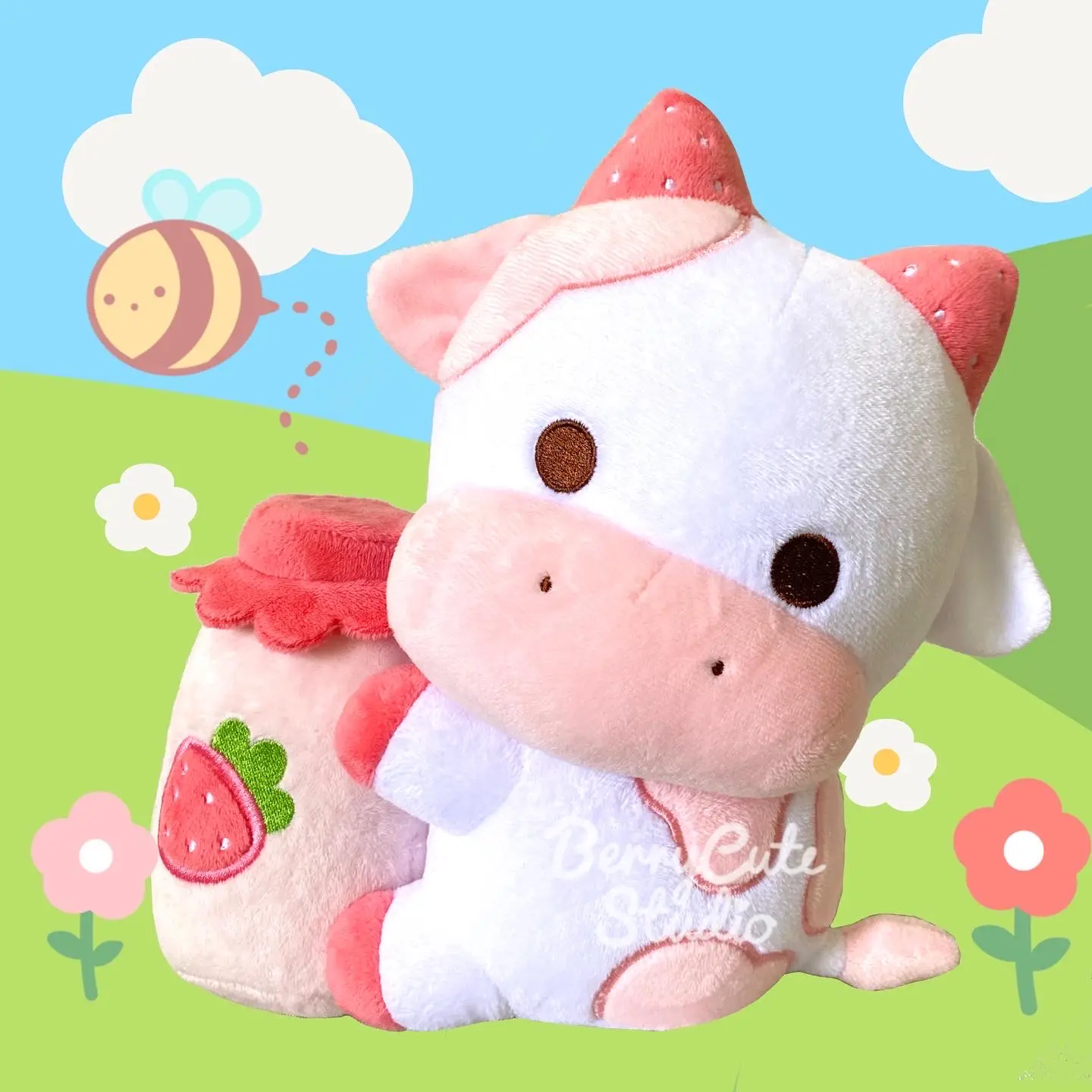 Strawberry Cow Collectable Plushie Strawberry Cow Collectable Plushie
