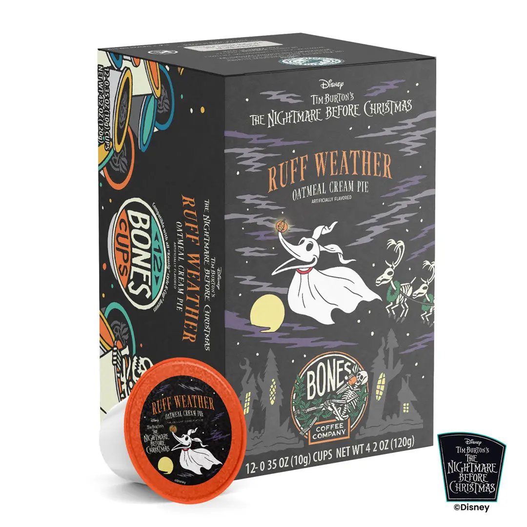 Bones Coffee Company Ruff Weather, Oatmeal Creampie Flavored Pods | 12ct Kcups