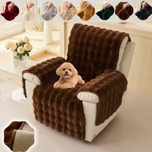 Plush Faux Fur Recliner Chair Cover 1PC, Thick Soft Sofa Cover, Pet Friendly Non Slip Single Armchair Protector, Warm Cozy Machine Washable Cover for Lounge Recliner, Washable Sofa Slipcover