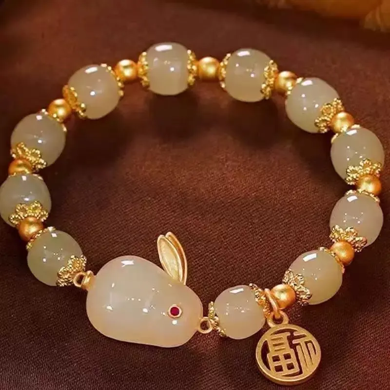 M1488 [Green Lucky Jade Rabbit Bracelet]