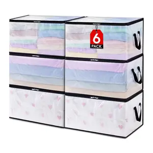 6-Pack Clothing Storage Bags with Foldable Thick Blanket for Organizing Clothes Storage Bags Bedding Bags