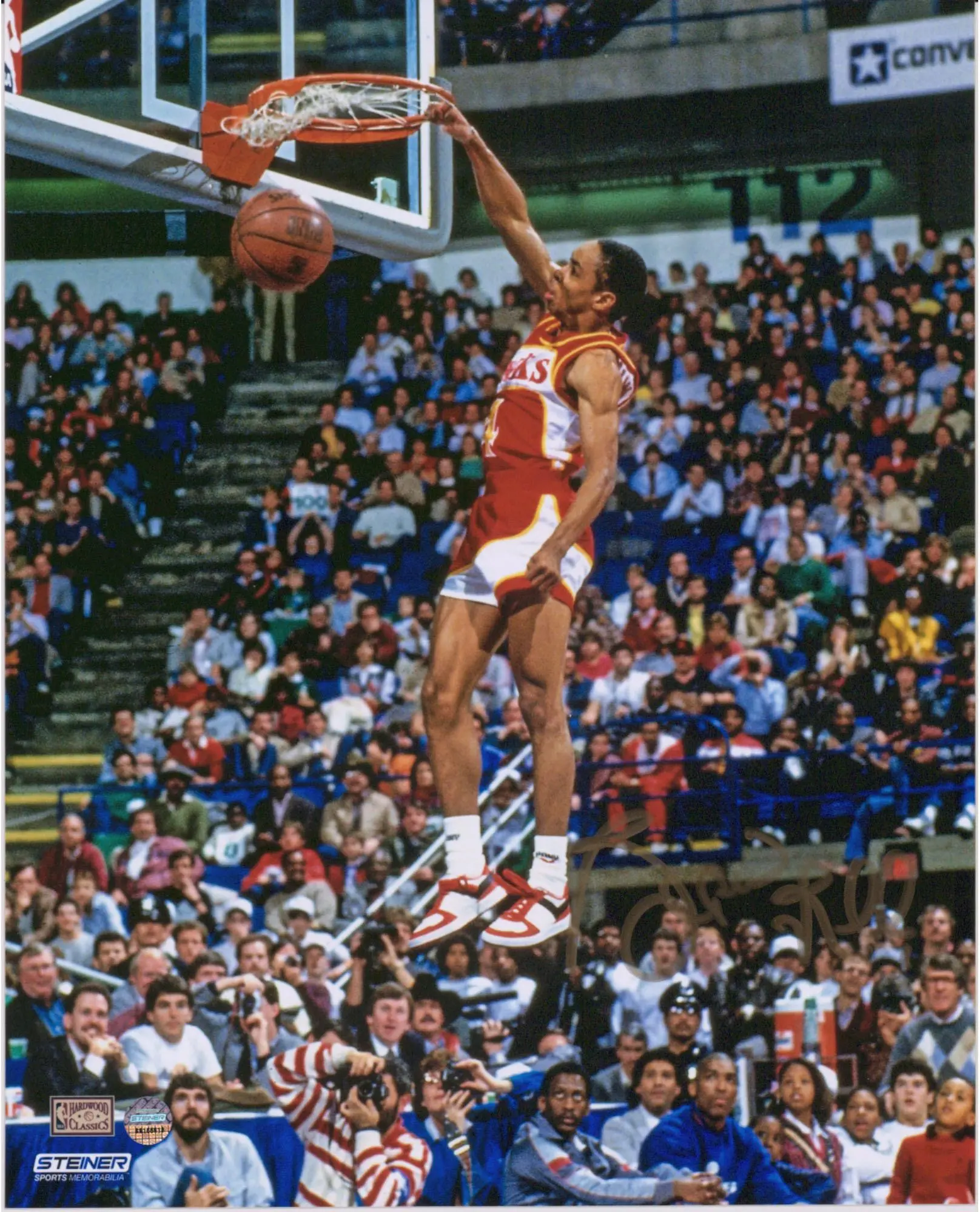 Spud Webb Atlanta Hawks Autographed 8" x 10" Dunk Contest Photograph - Fanatics Authentic Certified