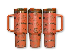 Harvest Haul Fall Themed 40oz Engraved Tumbler Water Bottles drinkware flask Pumpkin engraving Autumn Mug with lid Portable