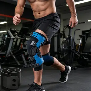 Functional Hinged Knee Support Brace, Adjustable Knee Stabilizer with Compression Wrap, Knee Unloader for Knee Instability, Swelling, Post-Injury Recovery, for Athletes & Seniors