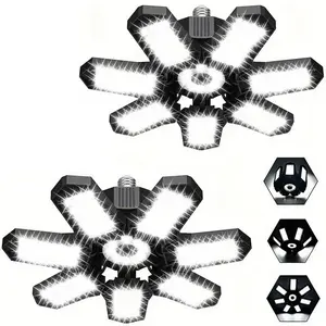 LED Garage Light 160W Deformable Bright Shop Ceiling Bulb Lamps, Led Workshop Ceiling Light, E26/E27 6500k Daylight Ultra Bright Garage Lighting, Deformable 7+1 Adjustable Panels Basement Bulb For Barn, Warehouse, Garage