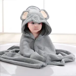 A Absorbent Microfiber Baby Bath Towel, Suitable Infants Aged 0-2 Years, Featuring a Hood, Soft And Comfortable, with a Cartoon Design, Machine Washable, Perfect Baby Bathing