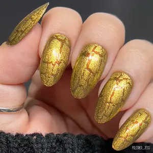 Au 79 Crackle Nail Polish by Drunk Fairy Polish | A Quick Drying, Small Particle, Gold Crackle Polish