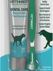 Best Dog Toothpaste & Dog Toothbrush Dental Kit No Rinse Required Safe to Swallow Plaque Remover for Teeth Whitens Teeth Freshens Canine Breath Veterinarian Formula Finger Toothbrush Included