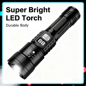 Rechargeable High-Power Flashlight, Zoomable Spotlight, USB Charging, Super Bright Tactical Light, Ideal for Hiking Camping Travel